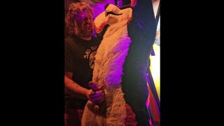 Blindfolded Canine edged by Daddy Bear until he cums