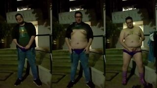 Naked wank outside apartment