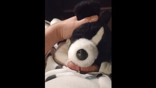 POV Plushie Border Collie Makes Onesie Puppy Cum!
