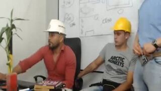 3 Workers poke And jerk off Each Other